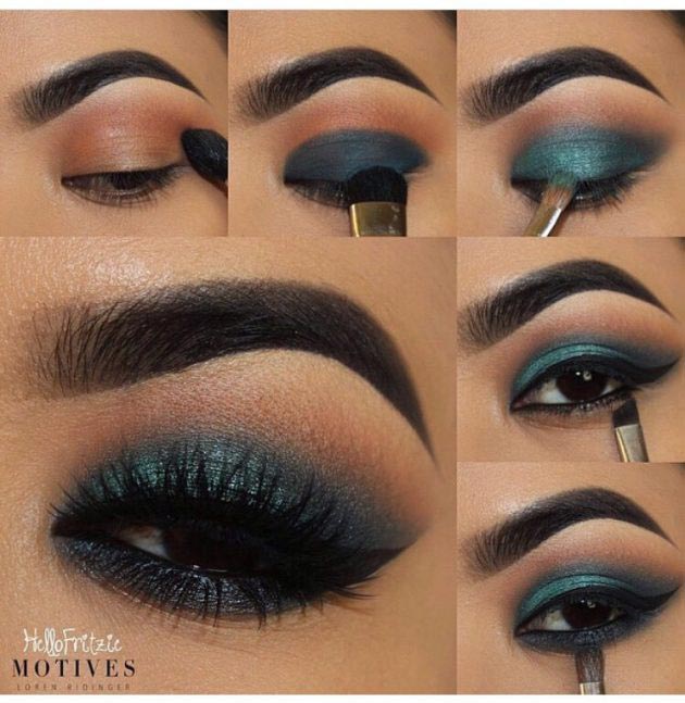 Eye makeup with tones of blue 