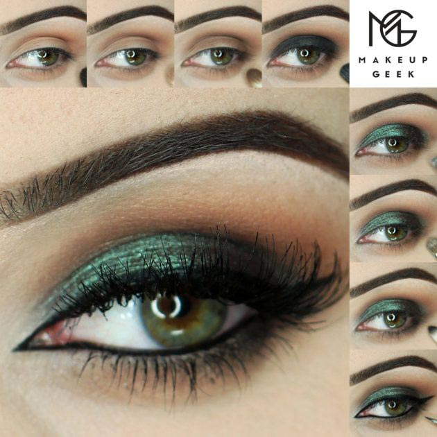 Sparkling green eye makeup