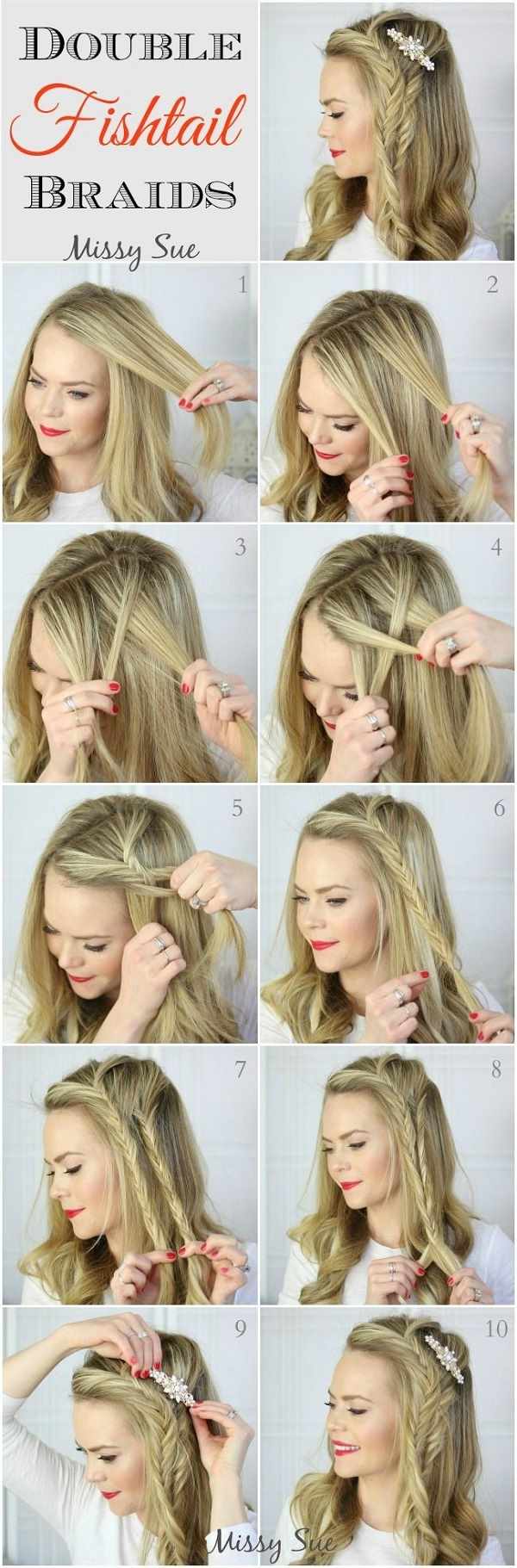 Double Fishtail Side Braid Hairstyle Tutorial