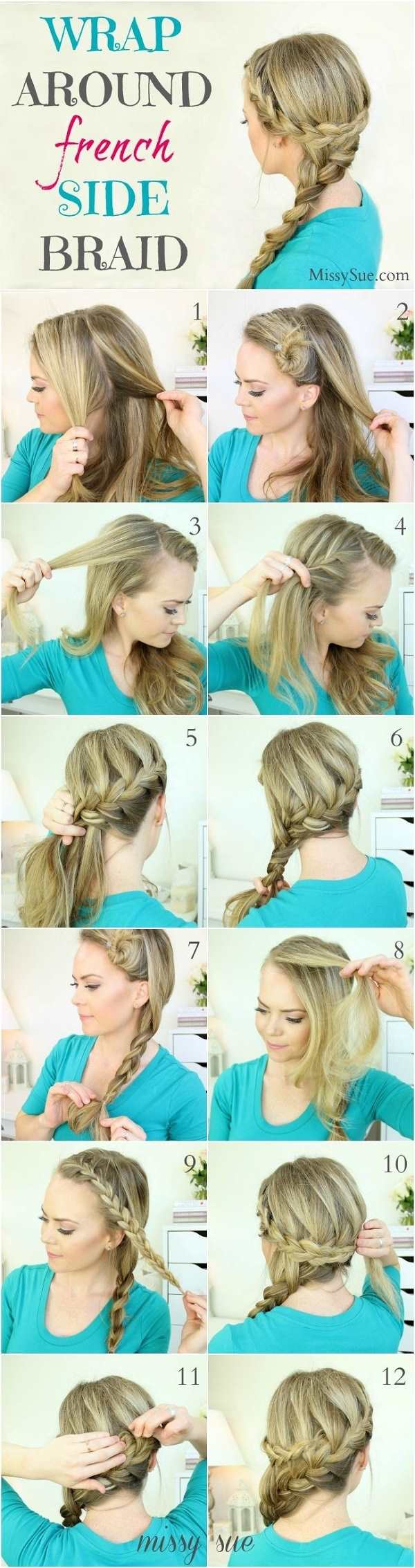 Wrap Around French Side Braid Hairstyle Tutorial