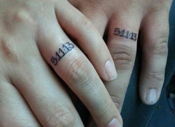 Wedding date on ring finger