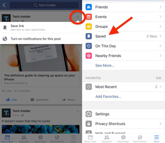 Facebook hack - Save content for later