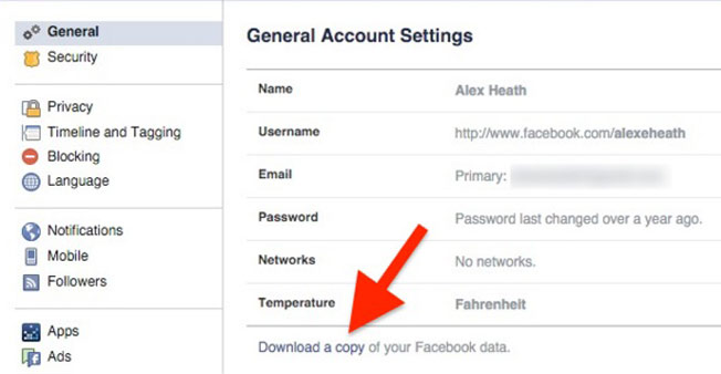 Facebook hacks - Download your data