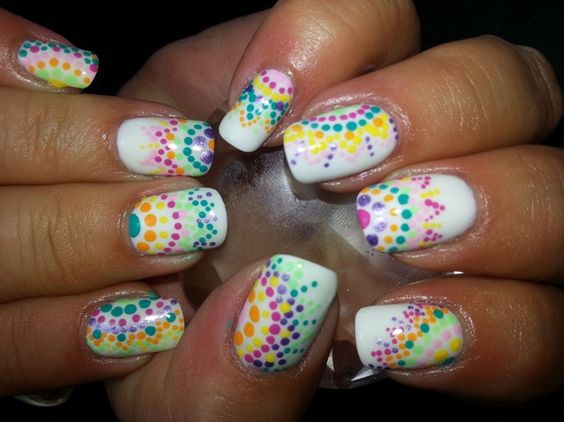 Colorful polka dots nail art design