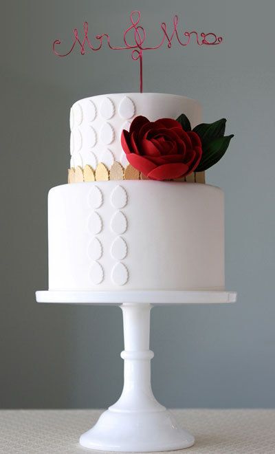 Mr and Mrs Wedding Cake with a rose