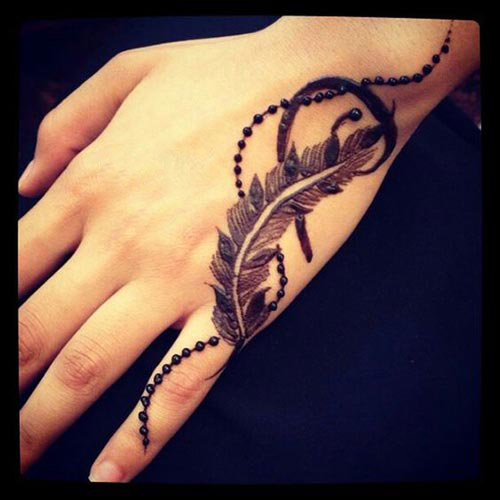 Stylish feather henna design