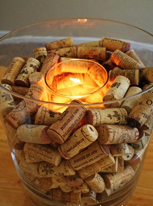 Wine cork candle holder