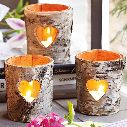 birch bark candle holder