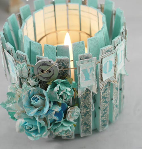 candle holder from clothesline clip