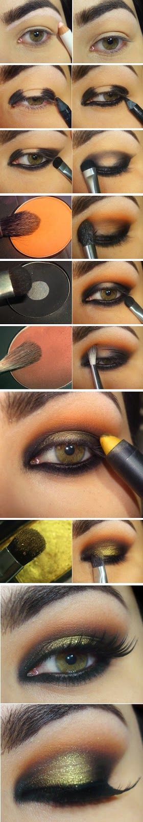 Gorgeous gold with orange and black shade tutorial