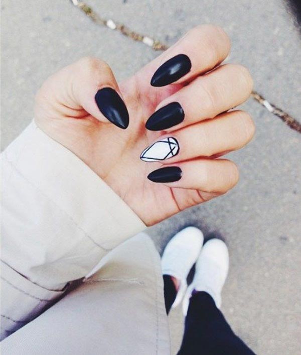 Classy and easy black nail art