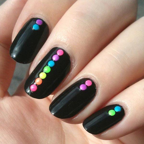 Colourful dots on black base