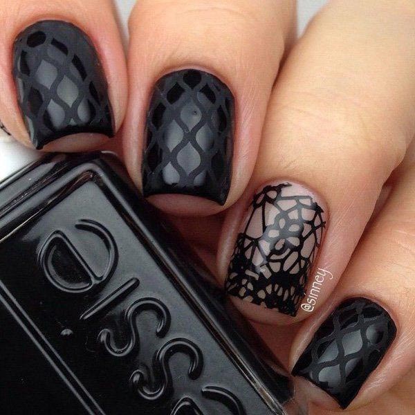 creative black nail art