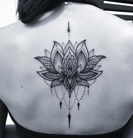 Lotus tattoo on back