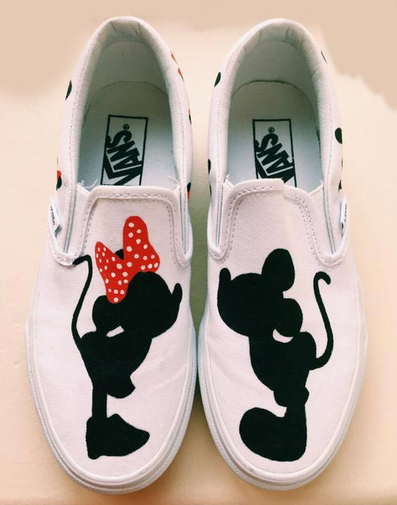 Mickey and minie mouse hand painted sneakers