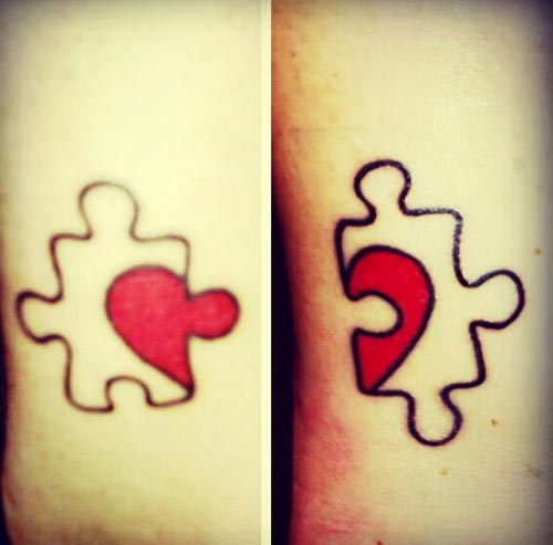 Puzzle heart best friend tattoo