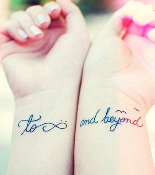 To infinity and beyond on the wrist best friend tattoo