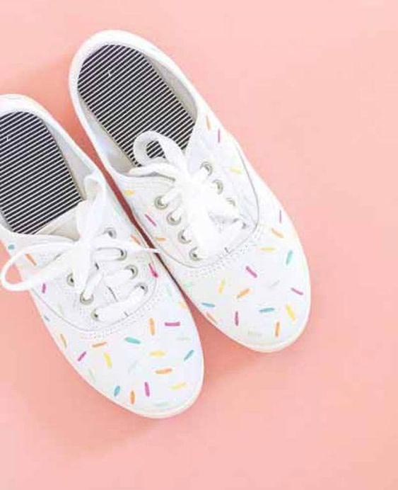 cute rainbow sprinkle shoes - hand painted sneakers