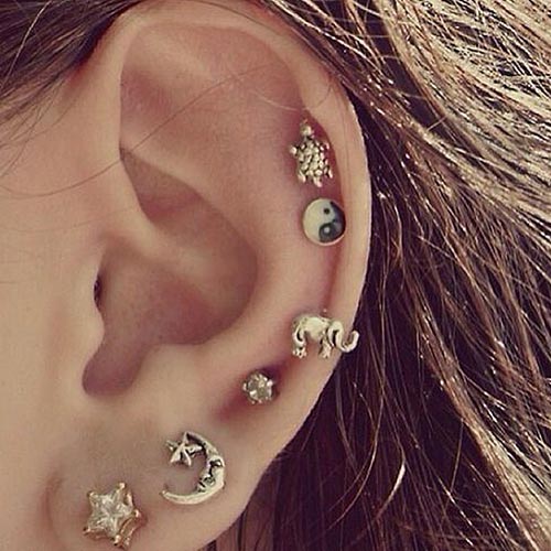 Try unique earrings for multiple piercing