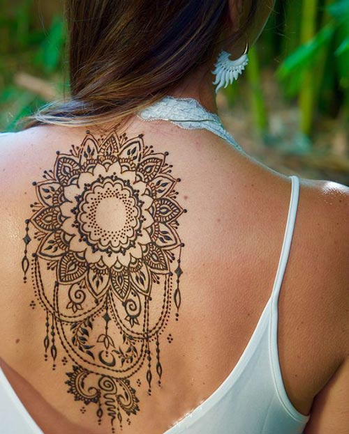 Artistic henna design for back 