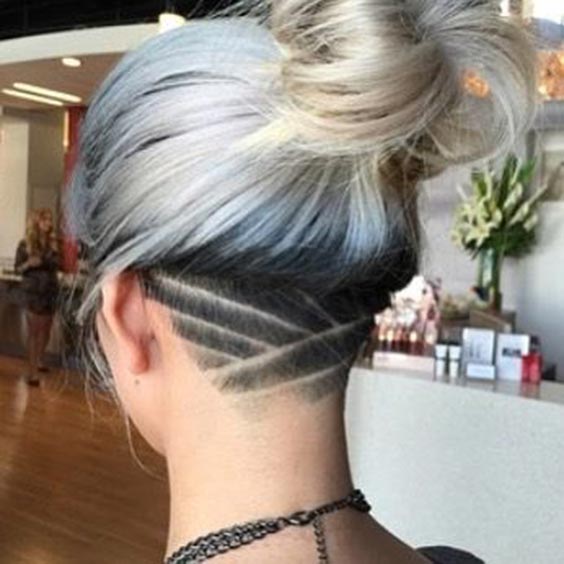 Criss cross undercut with platinum hair