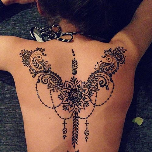 intricate henna design for back