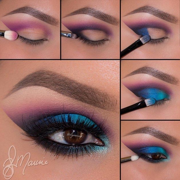 Beautiful eye makeup inspired from peacock