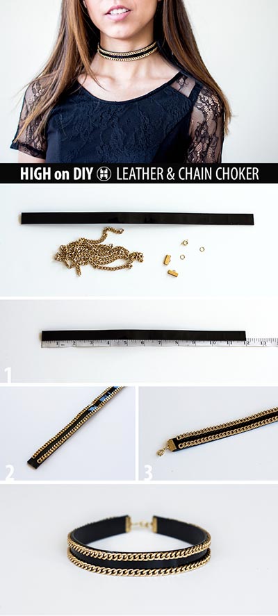 DIY Leather Chain Balmain Choker Necklace