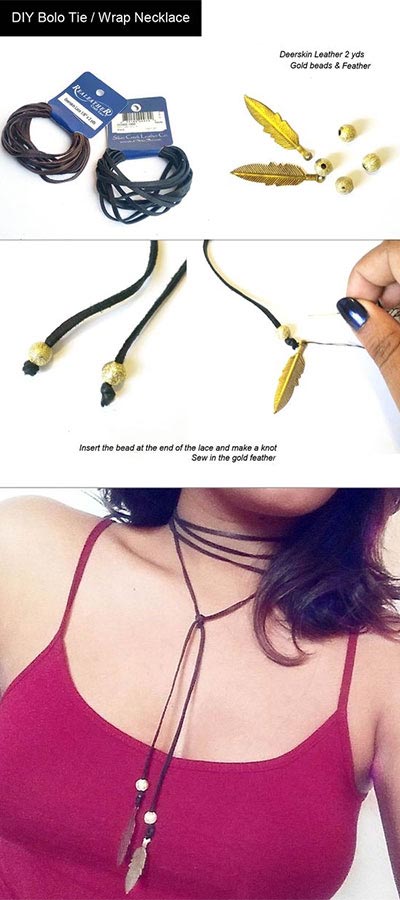 DIY bolo tie leather choker necklace