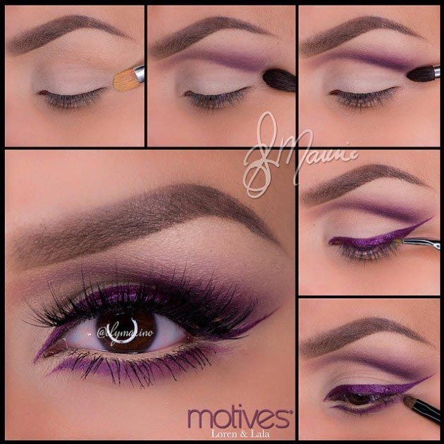 Eye makeup with purple liner