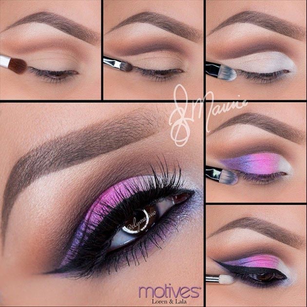 Fresh pink shades eye makeup