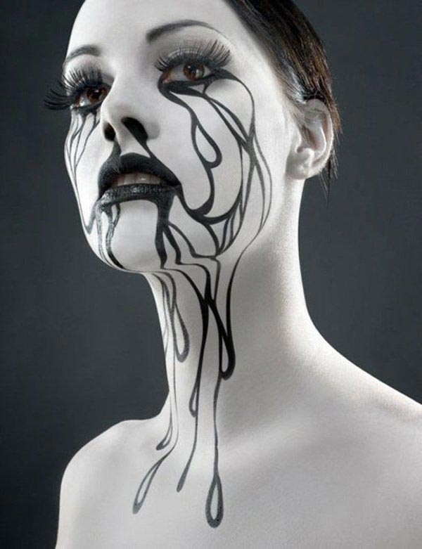black and white halloween makeup
