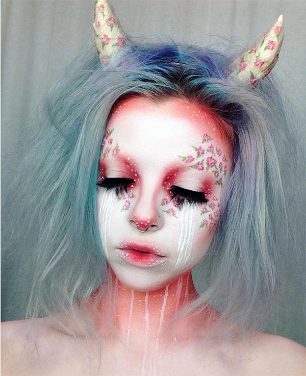 floral horns Halloween makeup