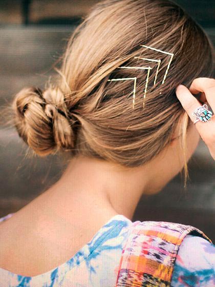 Bobby pin hair art with arrows