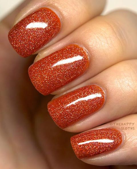 Glitter burnt orange  thanksgiving nail art