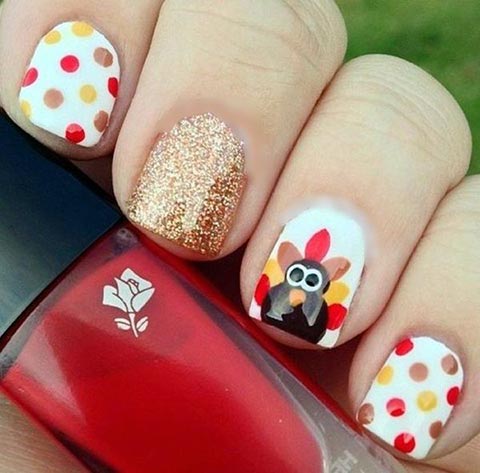 Polka dots and turkey nail art