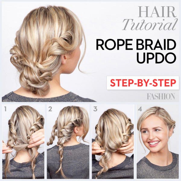 Rope braid updo tutorial