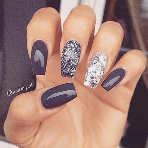 Shimmery grey for thanksgiving nail art