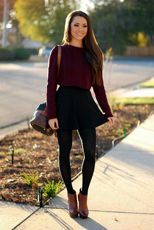 crop sweater with skirts