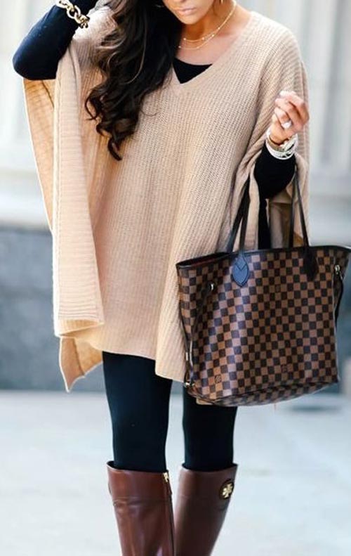 fall outfits-beige poncho