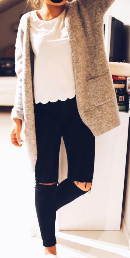 fall outfits-gray coat