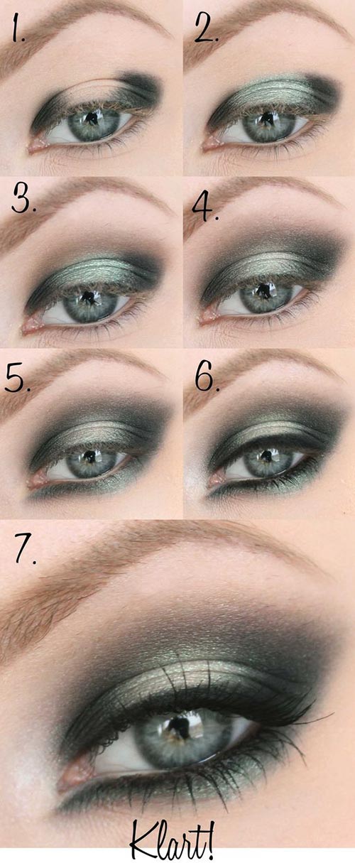 Classy smokey green eye makeup tutorial for green eyes