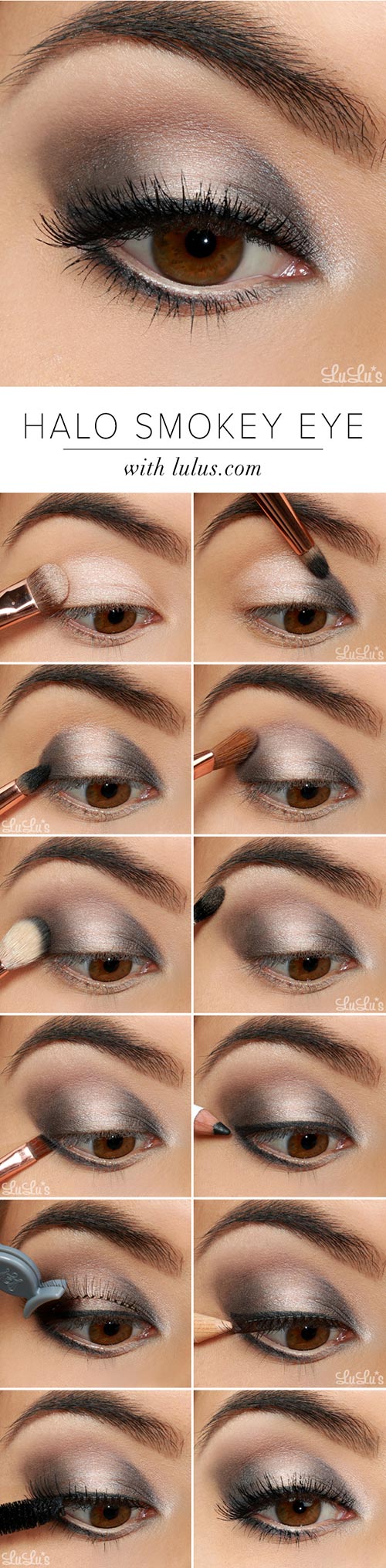 Elegant silver smoky halo eye tutorial
