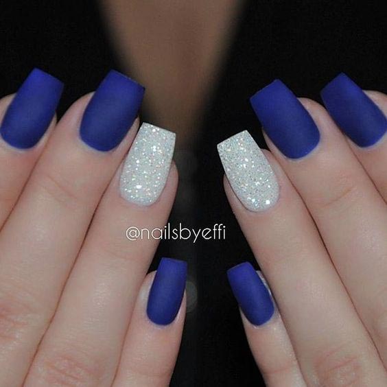 Matte blue and white glitters