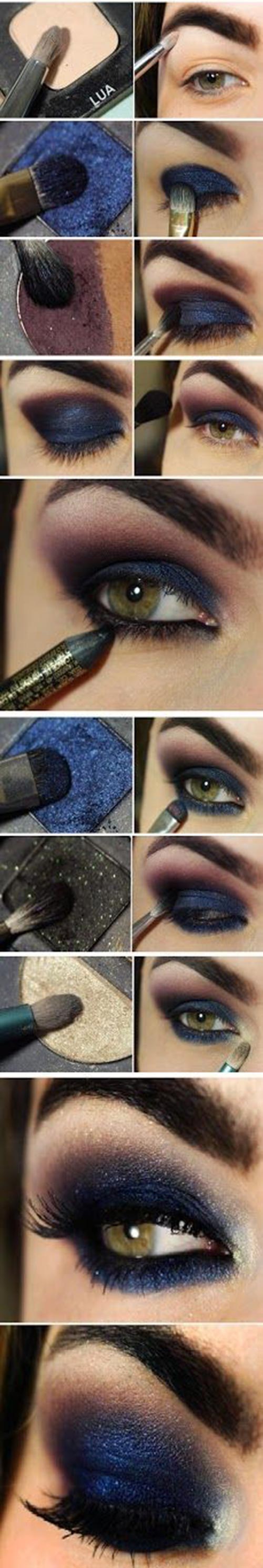 Sexy navy blue smoky eye makeup to dazzle the eve