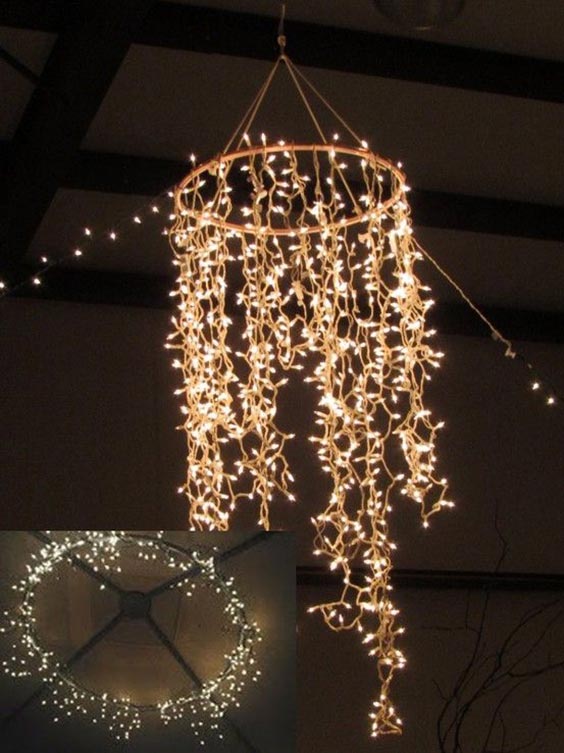 Hula hoop chandelier