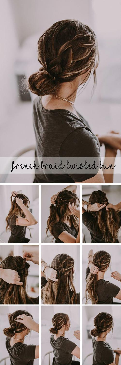 Messy bun with side braid