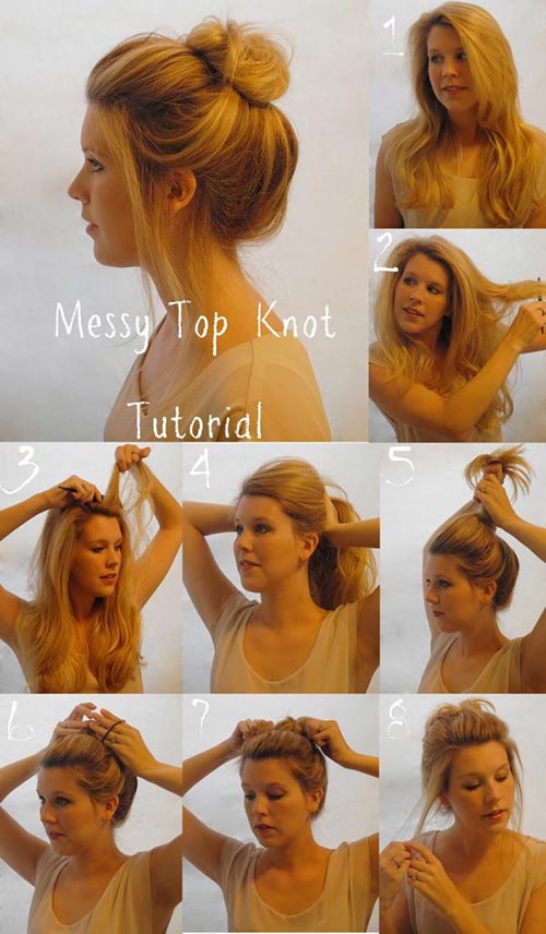 Messy loose top knot