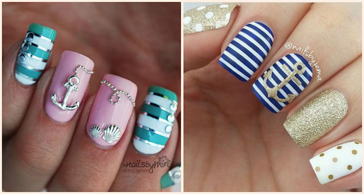 10. Nautical Striped Aqua Nail Art - wide 5