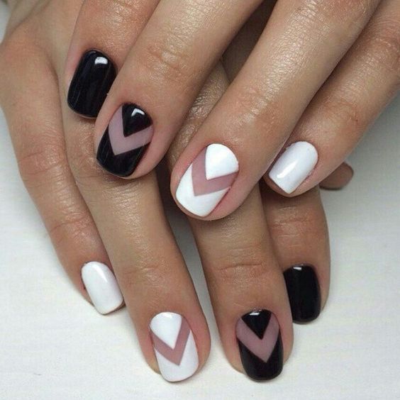 Black and white with negative space nails